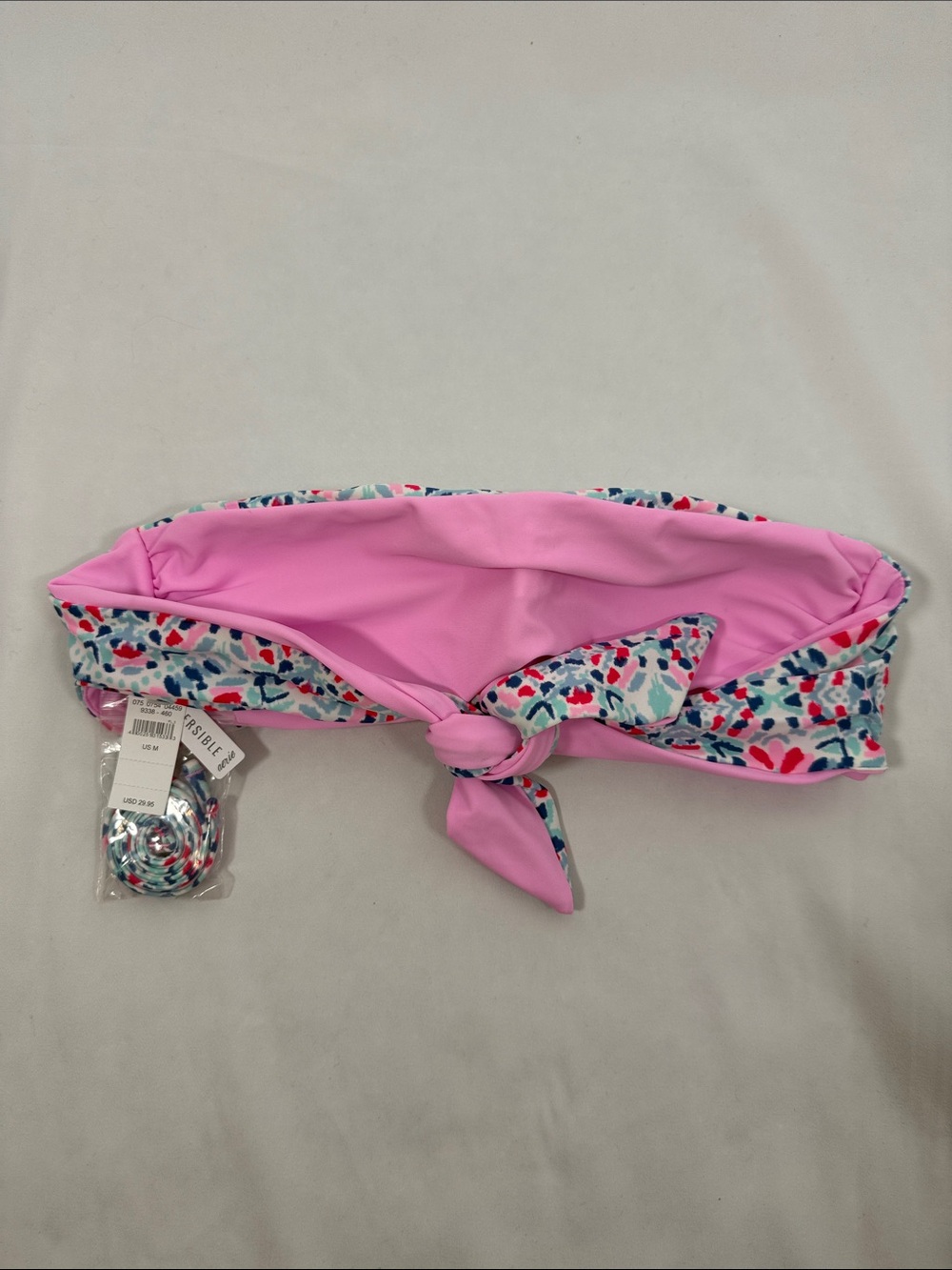 aerie Strapless Bandeau Bikini Top in White, Pink, Blue - Picture 2 of 3